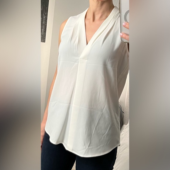 NWT Calvin Klein XS off white sleeveless blouse - Picture 3 of 9